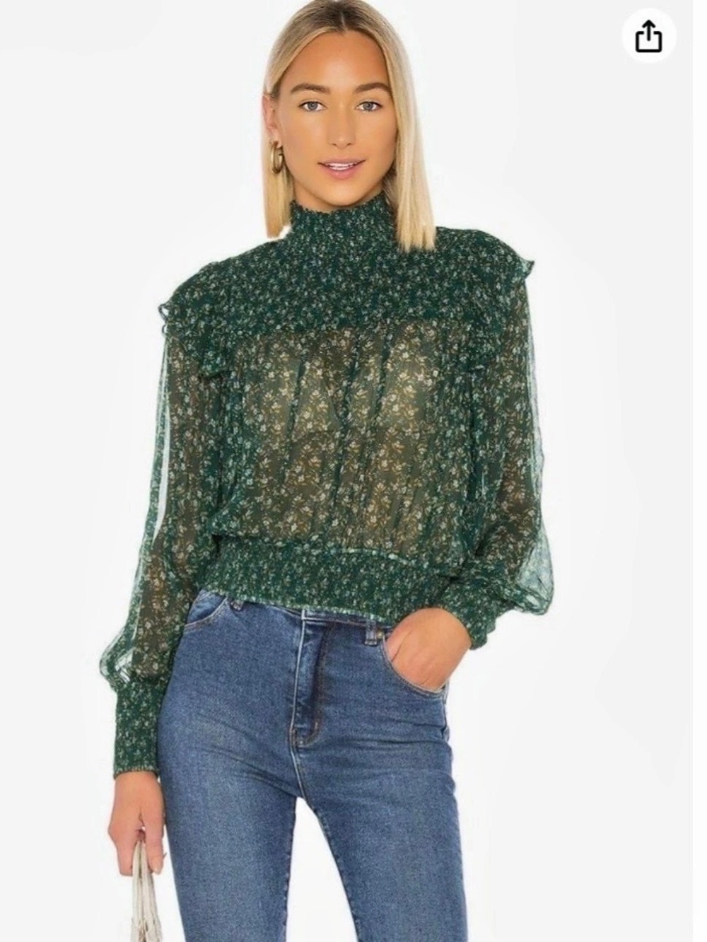 Free people Kiernan Top Floral Blouse Green